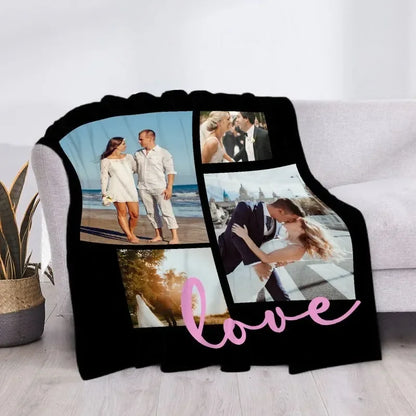 Custom Blanket with Words Picture Collage Customized Blankets,Birthday Souvenir Gifts Personalized Throw Blanket for Father, Mom