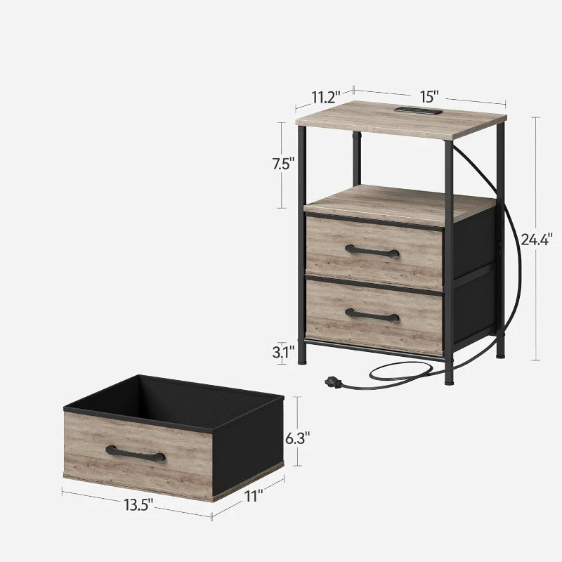 Nightstands with Charging Station and Led Lights