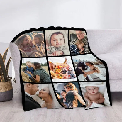Custom Blanket with Words Picture Collage Customized Blankets,Birthday Souvenir Gifts Personalized Throw Blanket for Father, Mom