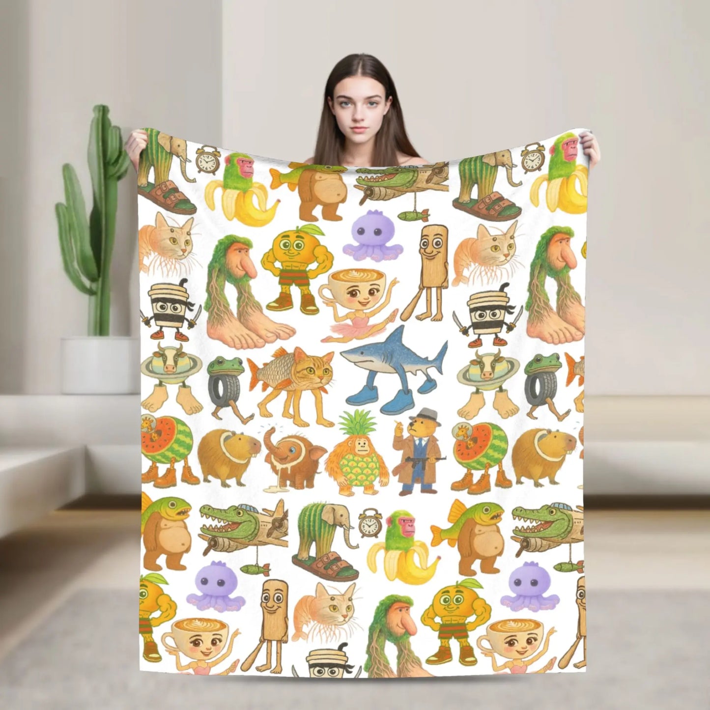 Italian Brainrot Meme Funny Blankets
