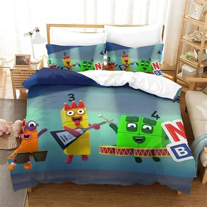Several Cartoon Number-Blocks Bedding Sets