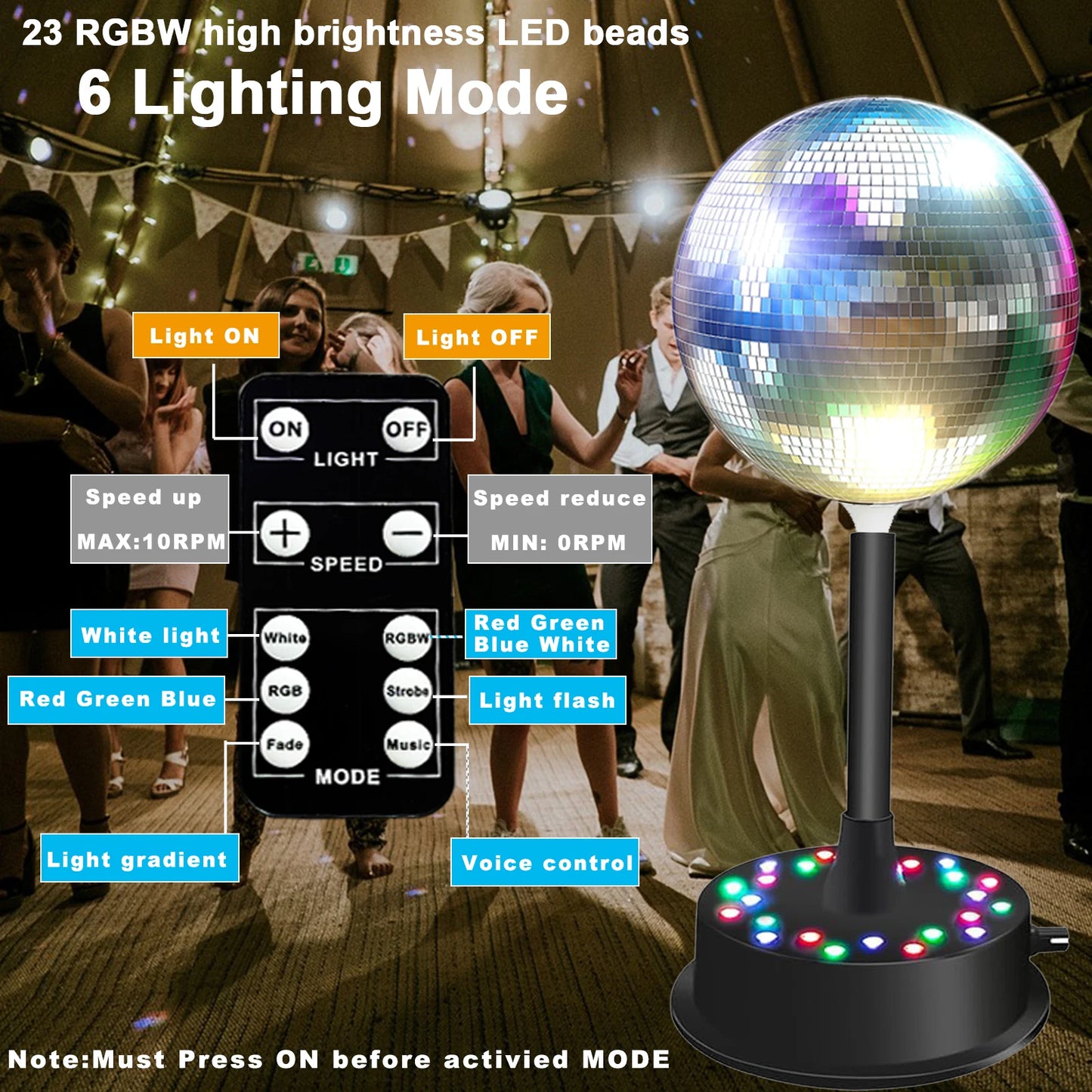 Mirrors Ball Light with Remote,