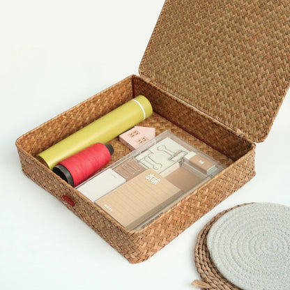 2 Pcs Seagrass Baskets with Lid