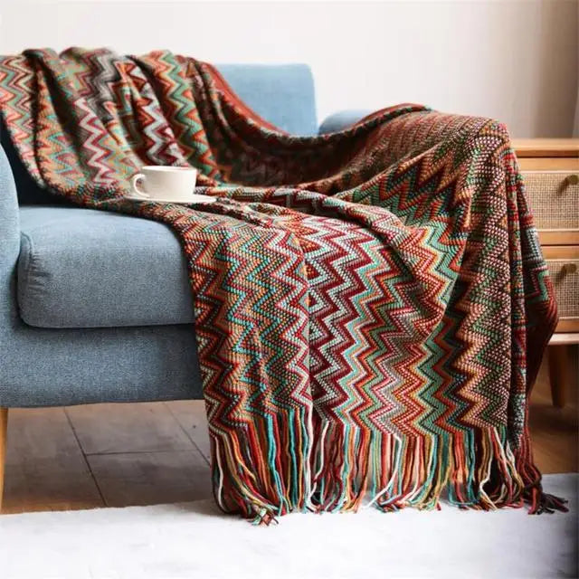 Bohemian Knitted Throw Blankets