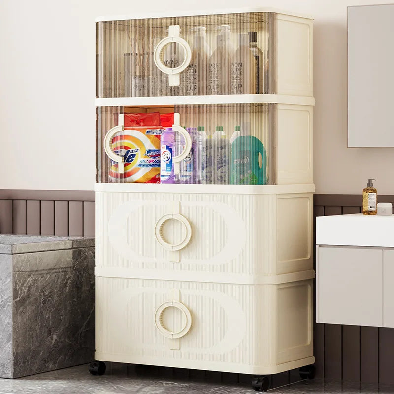 Storage Cabinet Thickened Folding Sliding Door