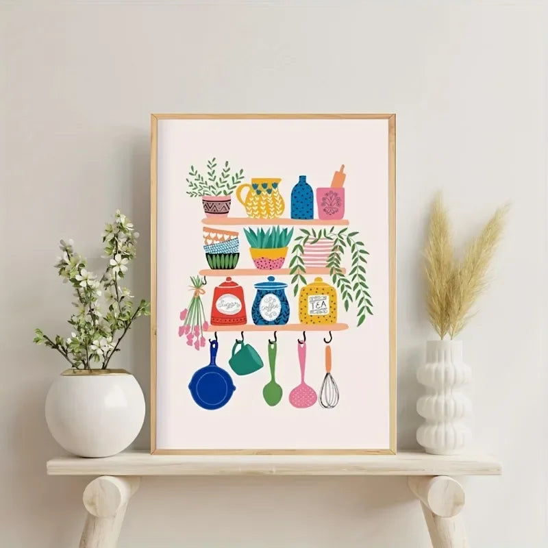 Bright Kitchenware Illustration Wall Arts