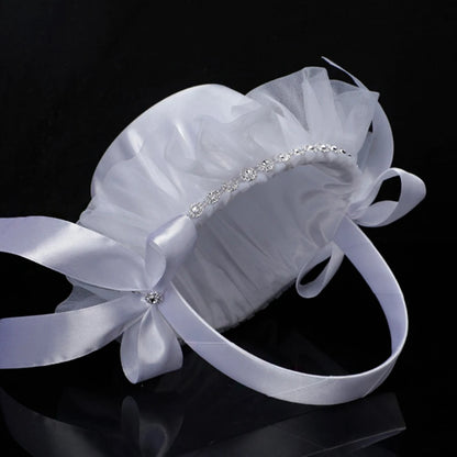 White Flower Girl Basket