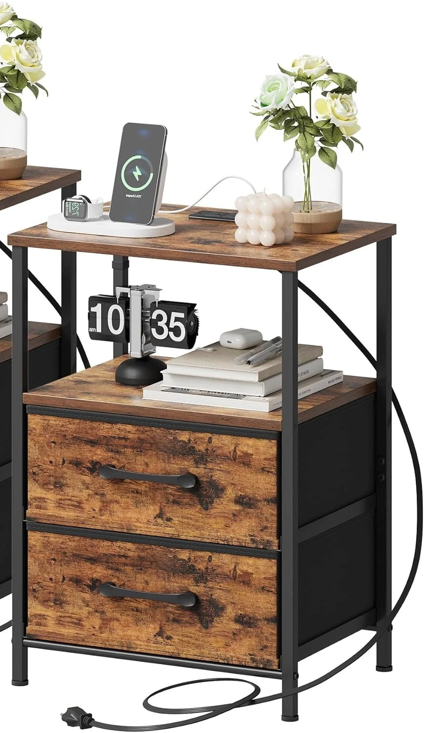 Nightstands with Charging Station and Led Lights