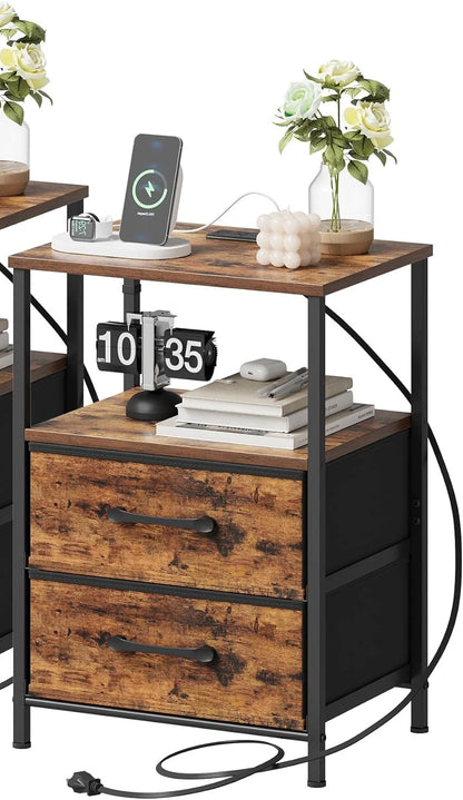 Nightstands with Charging Station and Led Lights