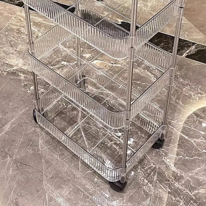 Transparent acrylic storage rack with casters
