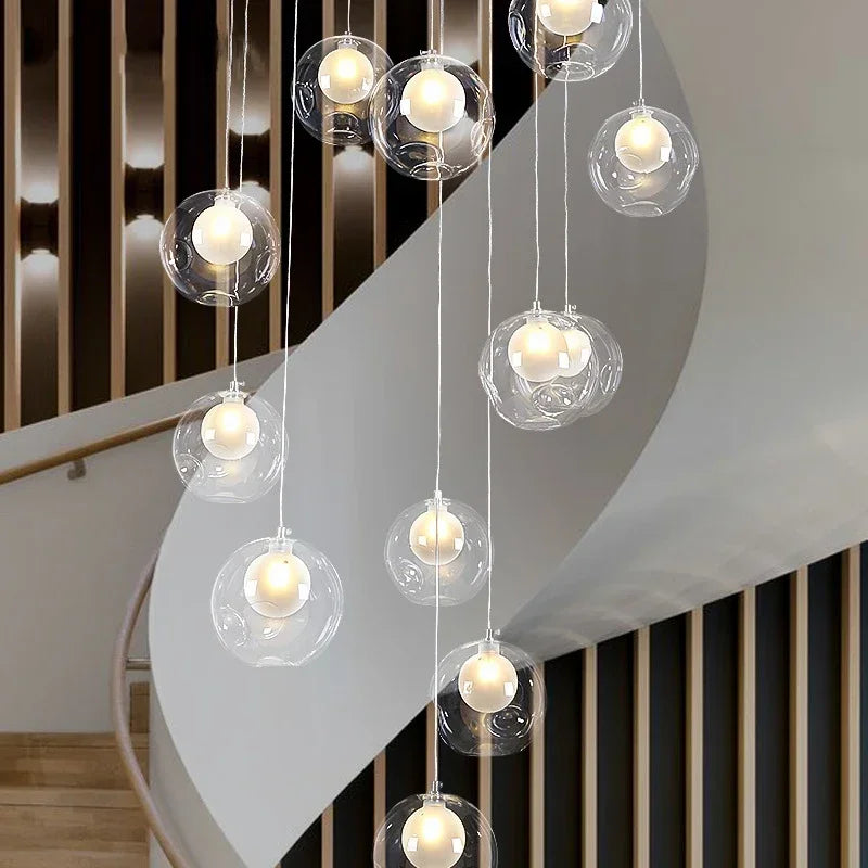 Modern Glass Ball Chandelier Indoor Lighting Fixtures for Living Room Hotel Lobby Bedroom Staircase - Home Decorative Light