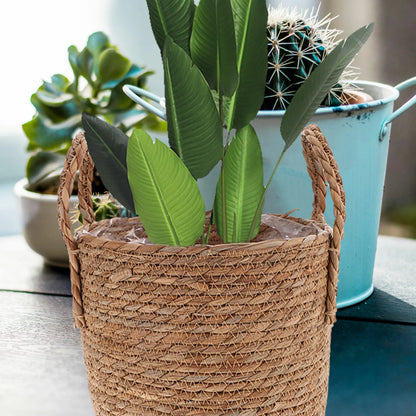 1Pcs Braided Seagrass Flowerpot