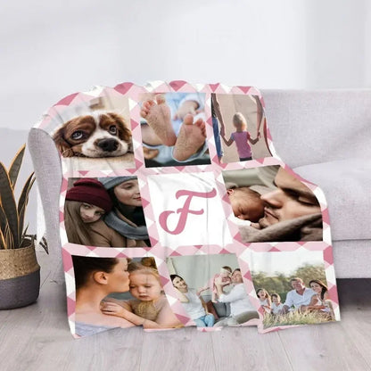 Custom Blanket with Words Picture Collage Customized Blankets,Birthday Souvenir Gifts Personalized Throw Blanket for Father, Mom