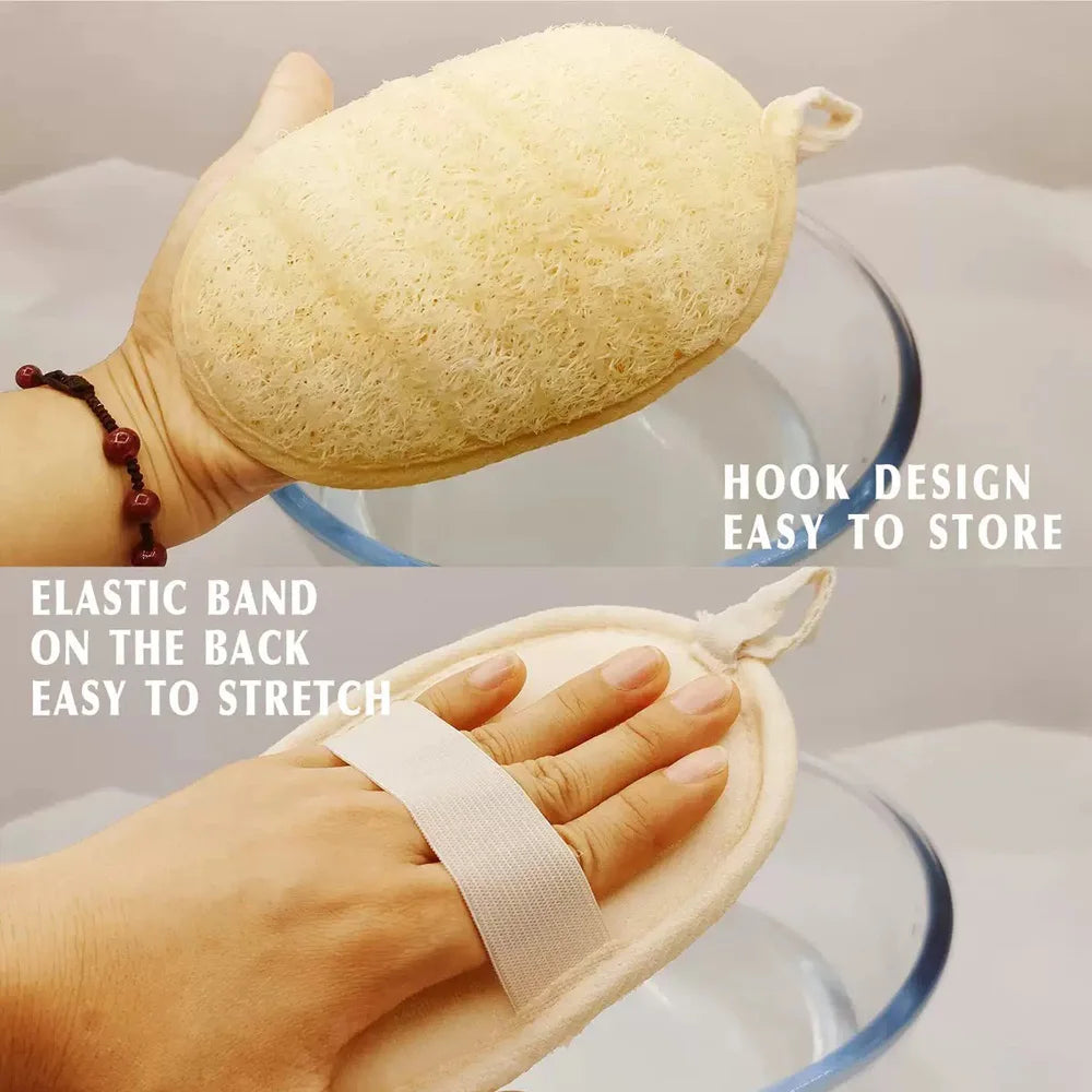 6 pieces, 3 pieces, 1 piece of loofah sponge