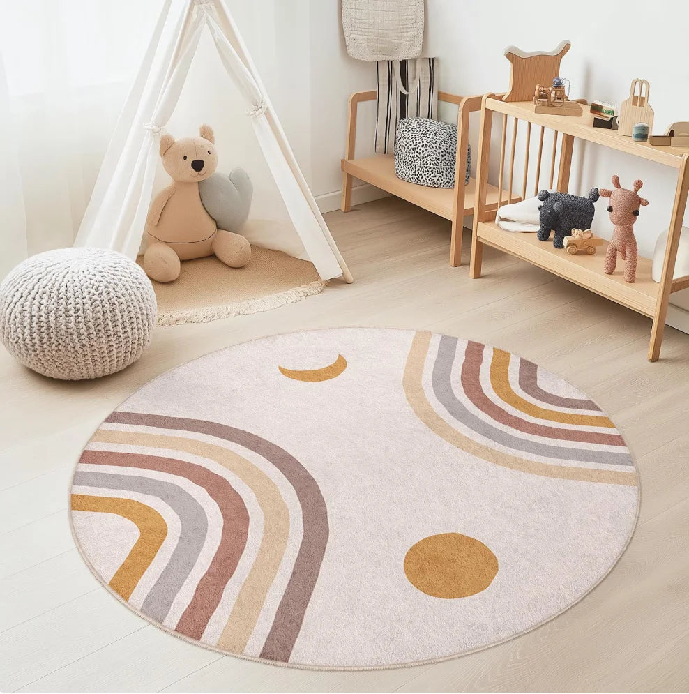 Round Cute Geometric Theme Area Rug