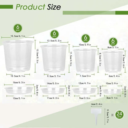 72pcs/set Clear Nursery Pots
