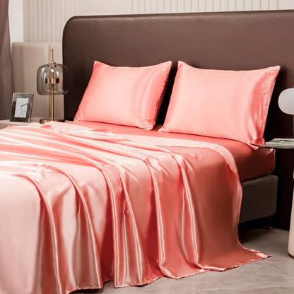 Opulent Solid Color Satin Bedding Set