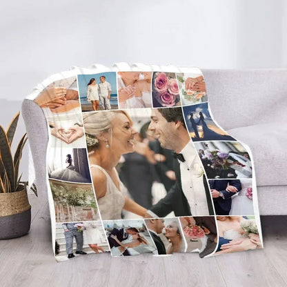 Custom Blanket with Words Picture Collage Customized Blankets,Birthday Souvenir Gifts Personalized Throw Blanket for Father, Mom