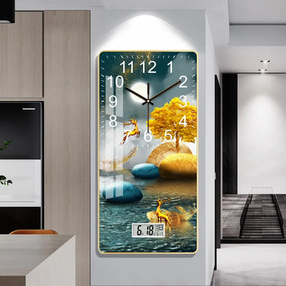 Large Modern Wall Clock with LCD Display