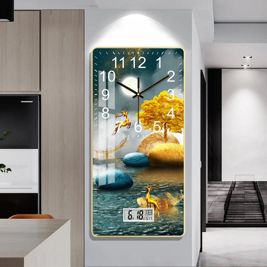 Large Modern Wall Clock with LCD Display