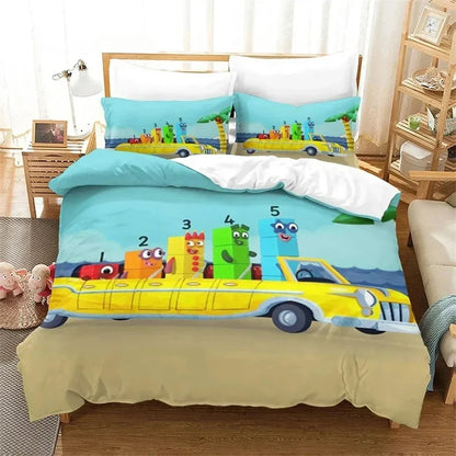 Several Cartoon Number-Blocks Bedding Sets