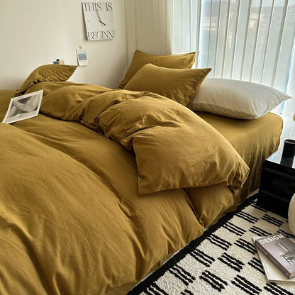 Solid Cotton Bedding Set