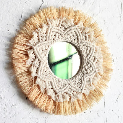 Bohemian Home Decoration Straw Hand-woven Mirror