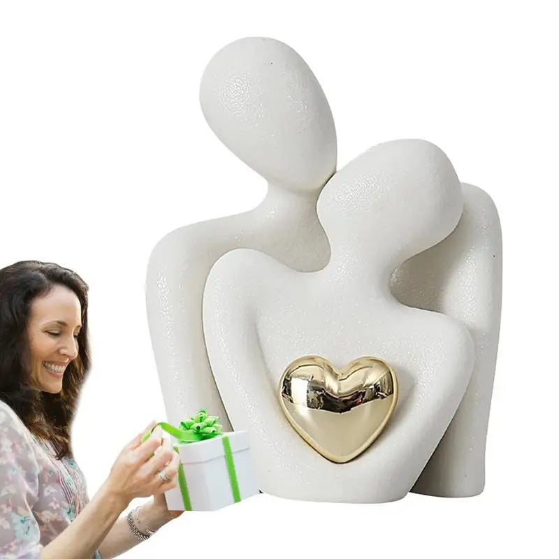 Couple Hugging Ceramic Figurine Ceramic