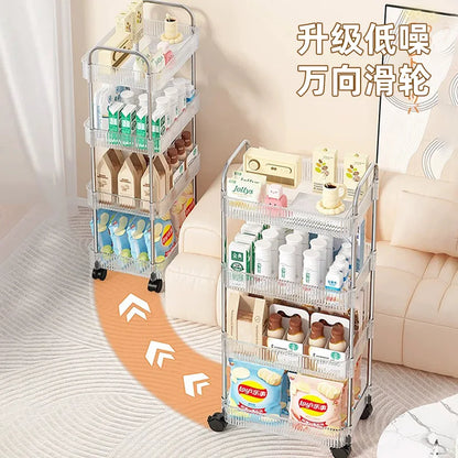 2/3/4 Layers Transparent Storage Rack Trolley