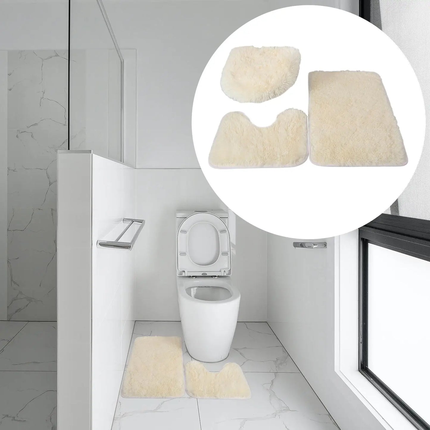 3 Pieces Bathroom Rug Set