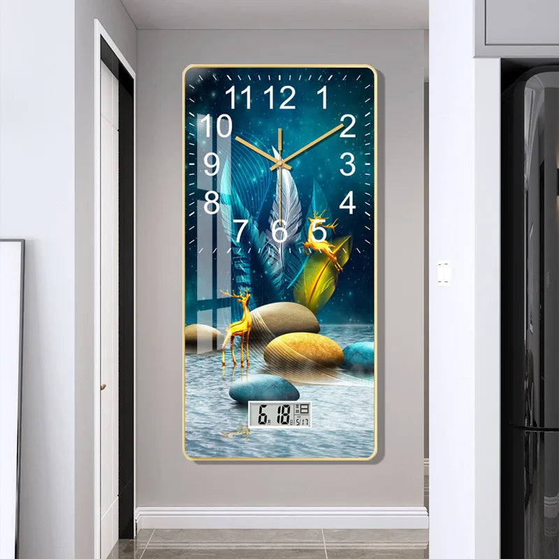 Large Modern Wall Clock with LCD Display