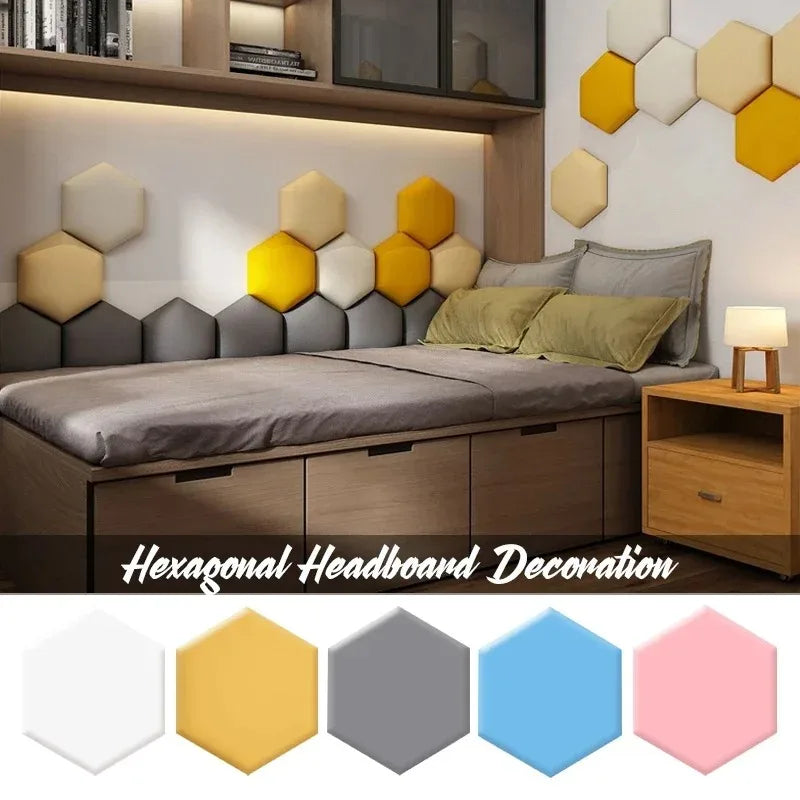 1PC Hexagon Adhesive Bed Headboard