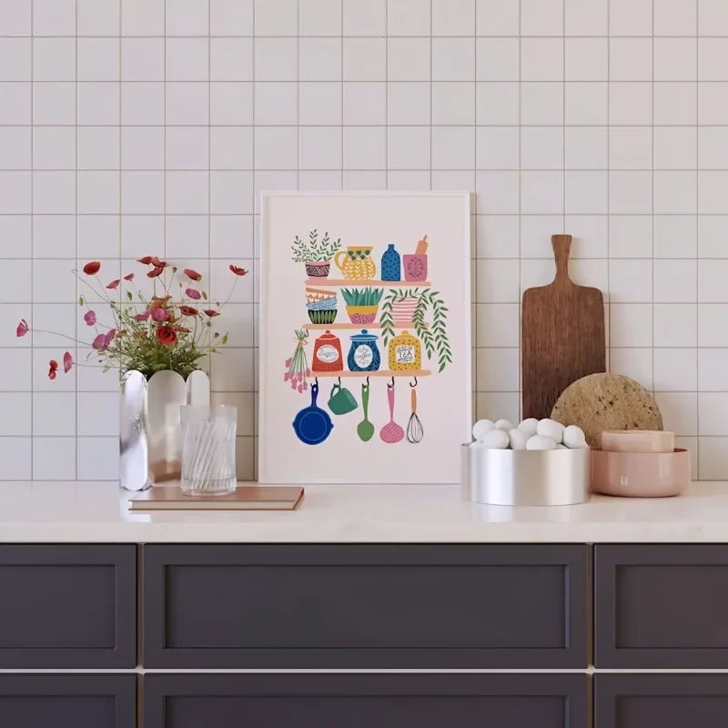 Bright Kitchenware Illustration Wall Arts