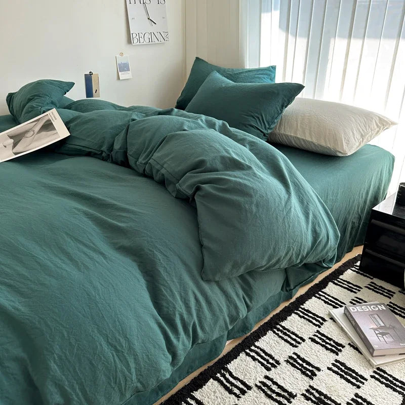 Solid Cotton Bedding Set