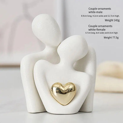Couple Hugging Ceramic Figurine Ceramic