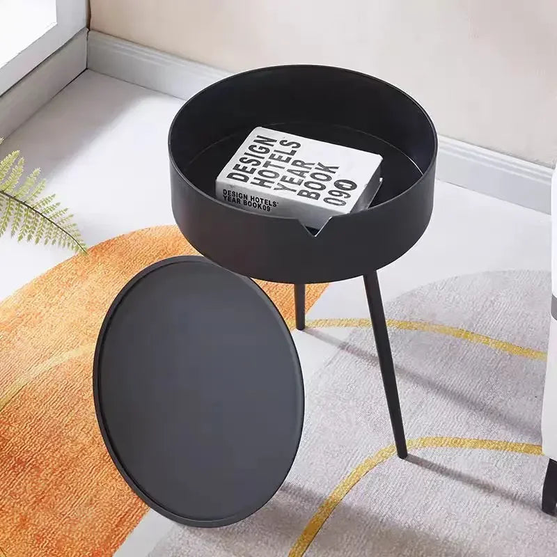 Round Nightstand with Storage