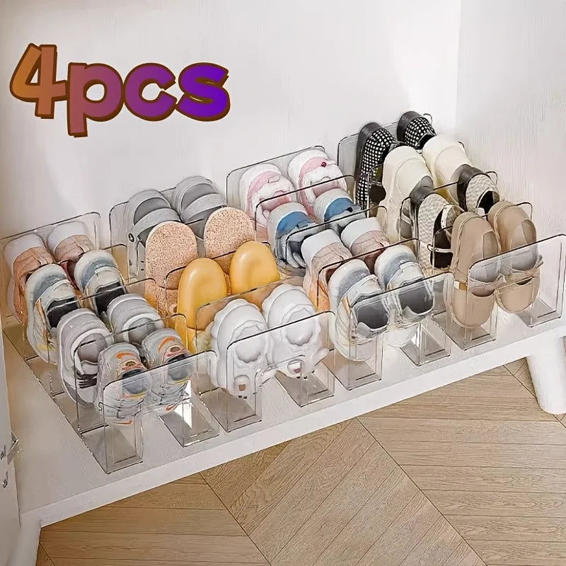 2/4 Pack Space-Saving Vertical Shoe Rack Organizer