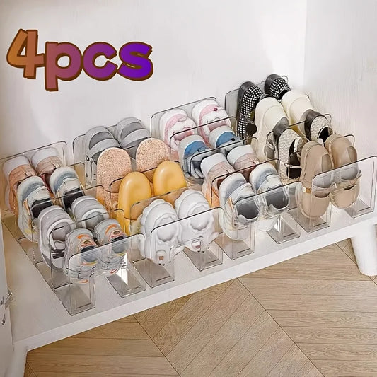 2/4 Pack Space-Saving Vertical Shoe Rack Organizer