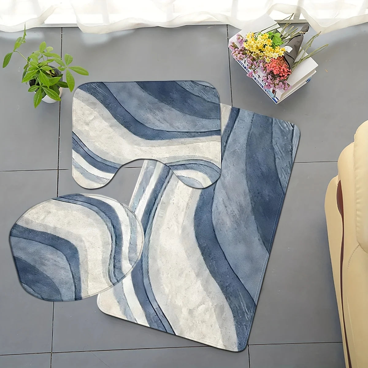 3-piece bathroom rug set
