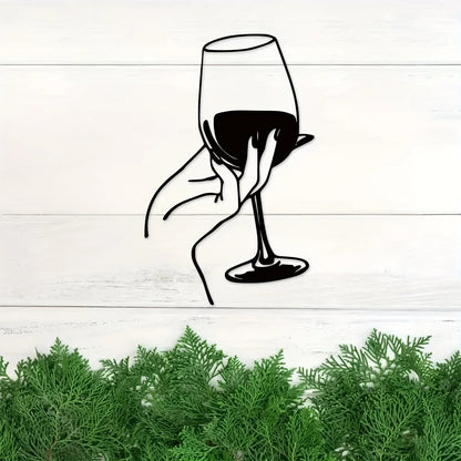 Wine Lover Lady Hand Metal Wall Decor