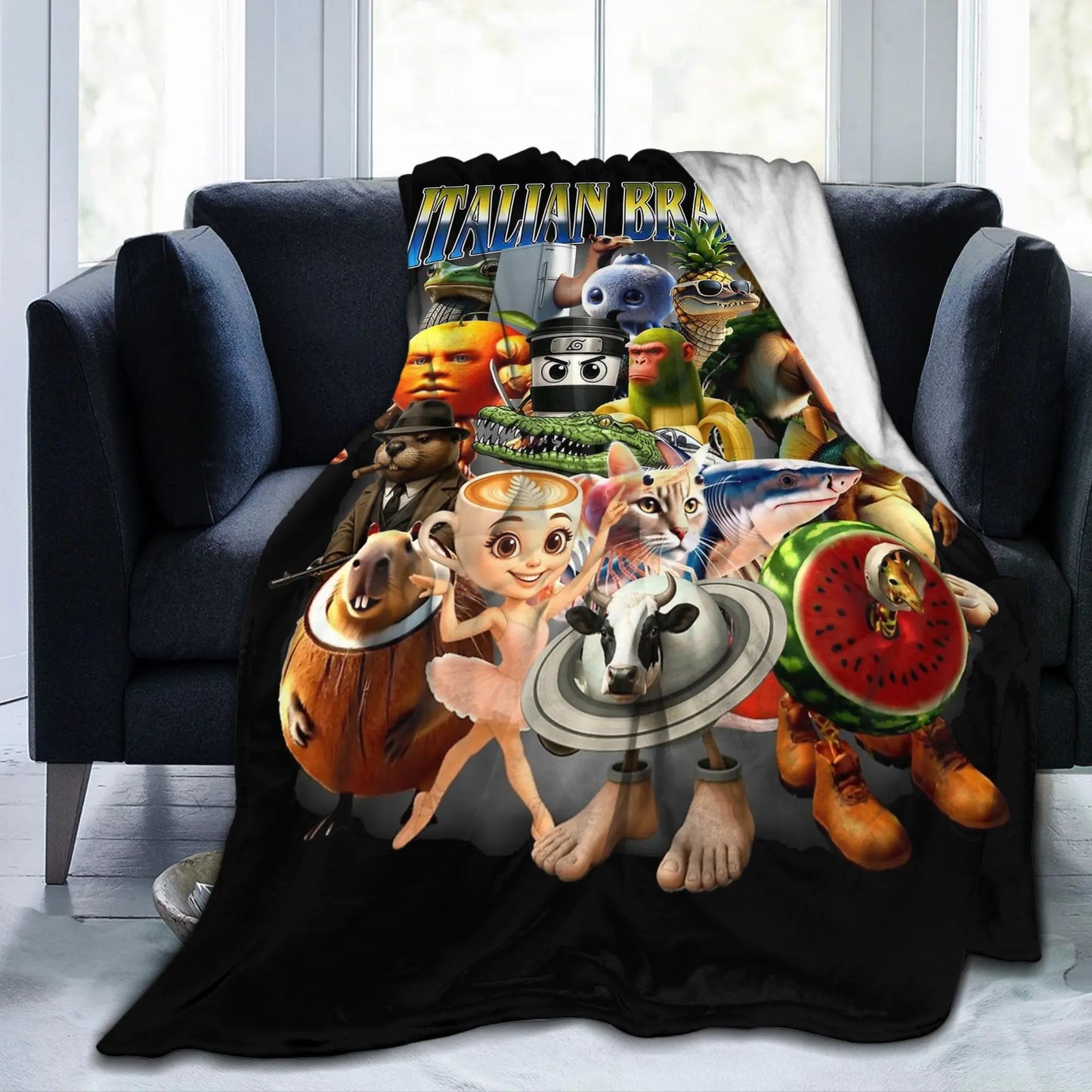 Italian Brainrot Meme Funny Blankets