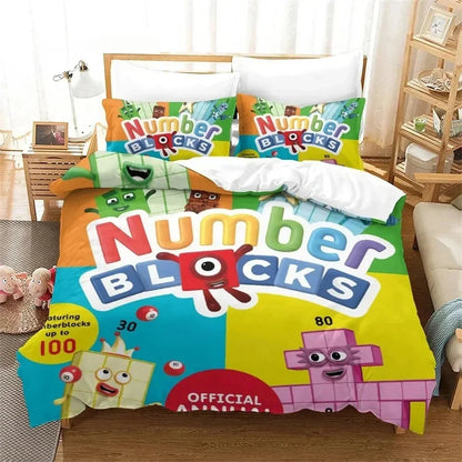 Several Cartoon Number-Blocks Bedding Sets