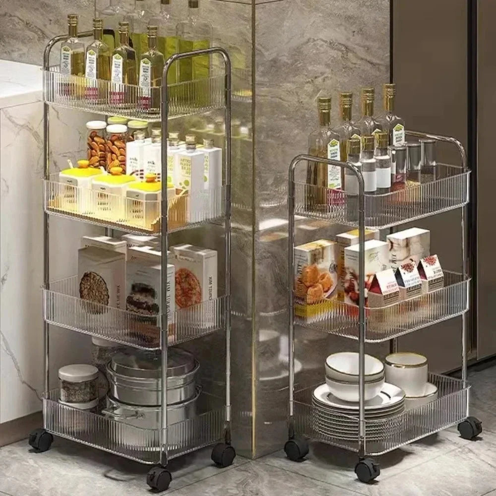 2/3/4 Layers Transparent Storage Rack Trolley