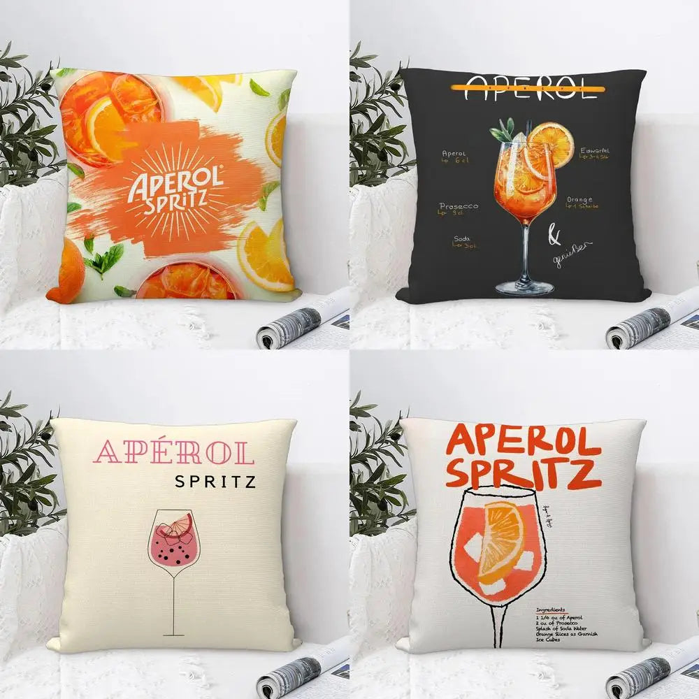 Aperol Spritz Themed Decorative Pillow Covers