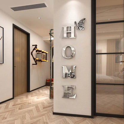 Home Logo 3D Mirror Wall Sticker,