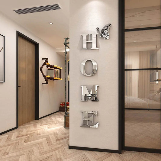 Home Logo 3D Mirror Wall Sticker,