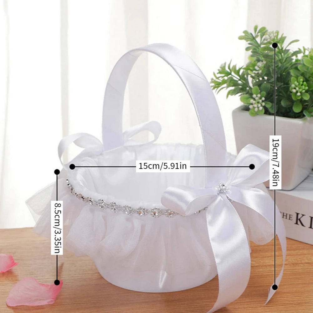 White Flower Girl Basket