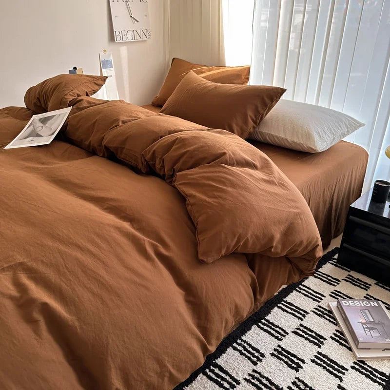 Solid Cotton Bedding Set