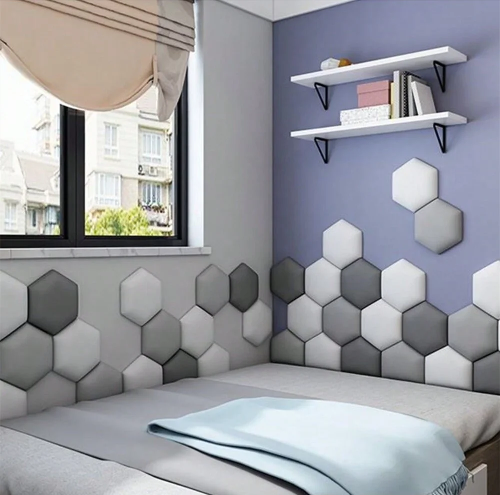1PC Hexagon Adhesive Bed Headboard